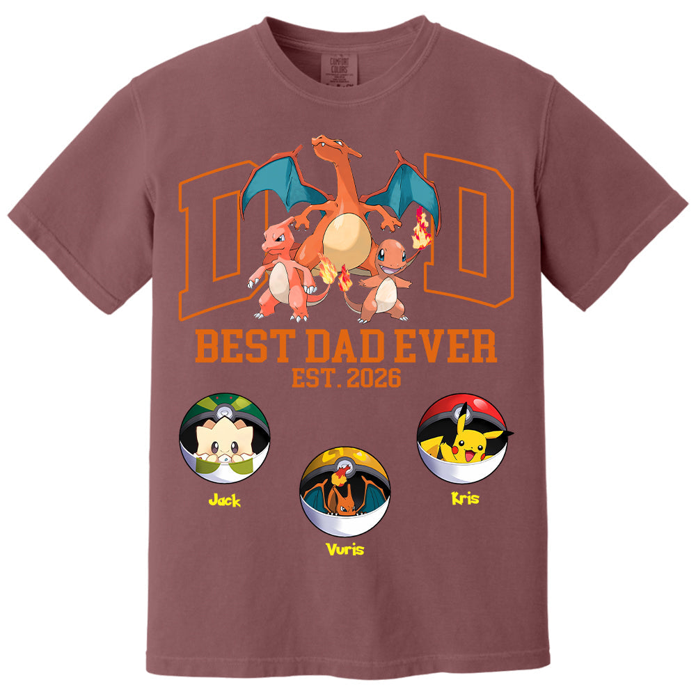 Pokedad Best Dad Ever, Personalized Pokedad Shirt With Kids Name, Father's Day Gift For Husband, Dad, Grandpa MI209 Li29