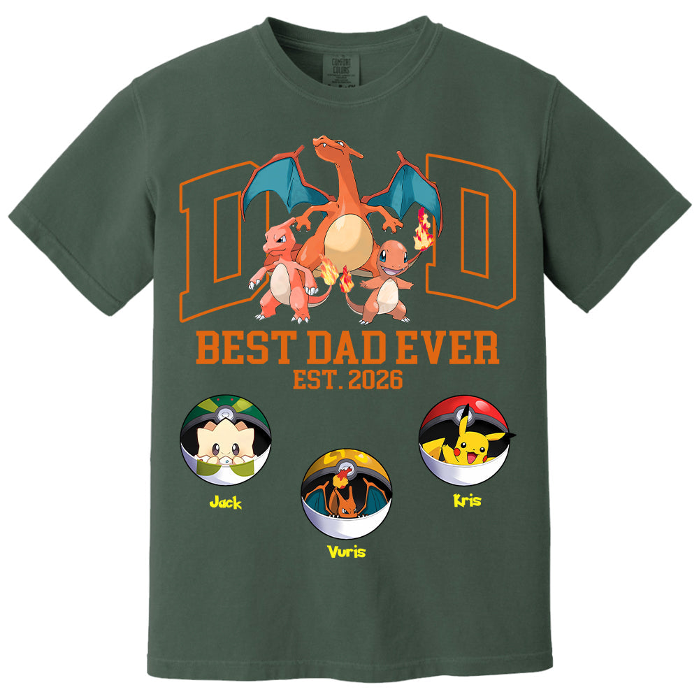 Pokedad Best Dad Ever, Personalized Pokedad Shirt With Kids Name, Father's Day Gift For Husband, Dad, Grandpa MI209 Li29