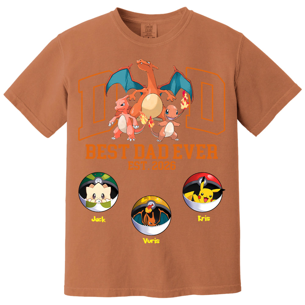 Pokedad Best Dad Ever, Personalized Pokedad Shirt With Kids Name, Father's Day Gift For Husband, Dad, Grandpa MI209 Li29