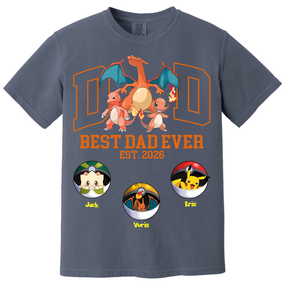 Pokedad Best Dad Ever, Personalized Pokedad Shirt With Kids Name, Father's Day Gift For Husband, Dad, Grandpa MI209 Li29