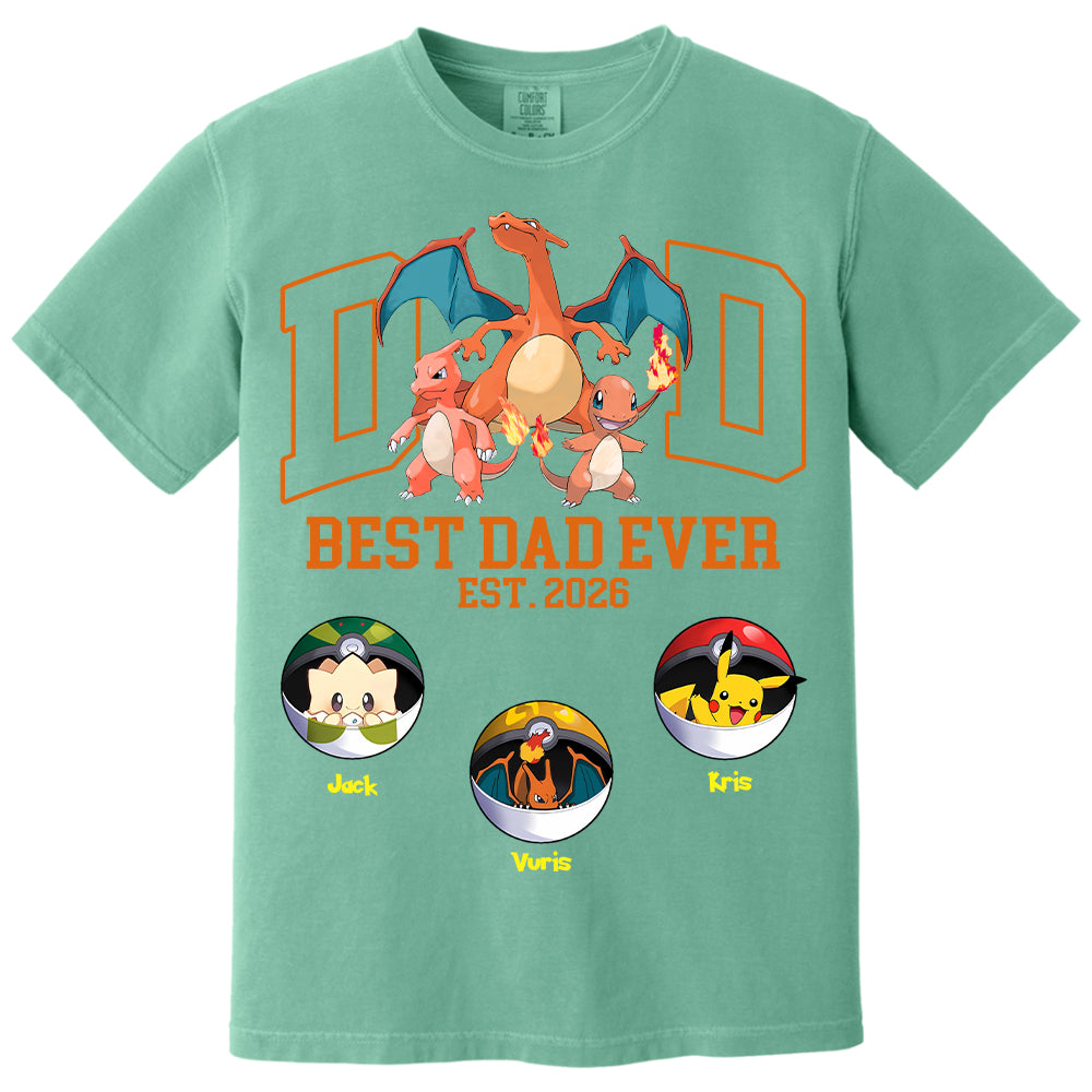 Pokedad Best Dad Ever, Personalized Pokedad Shirt With Kids Name, Father's Day Gift For Husband, Dad, Grandpa MI209 Li29