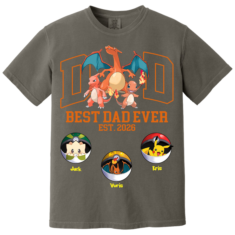 Pokedad Best Dad Ever, Personalized Pokedad Shirt With Kids Name, Father's Day Gift For Husband, Dad, Grandpa MI209 Li29