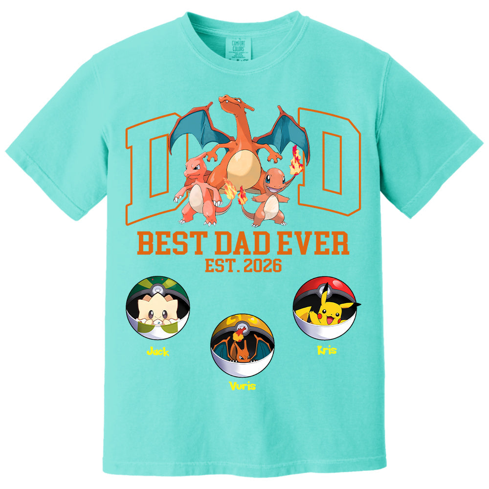 Pokedad Best Dad Ever, Personalized Pokedad Shirt With Kids Name, Father's Day Gift For Husband, Dad, Grandpa MI209 Li29