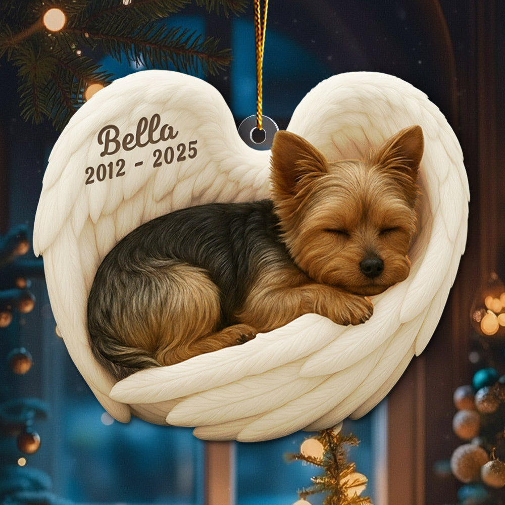 Personalized Dog Sleeping Angel Acrylic Ornament - Custom Photo Gifts For Dog Lover T1807