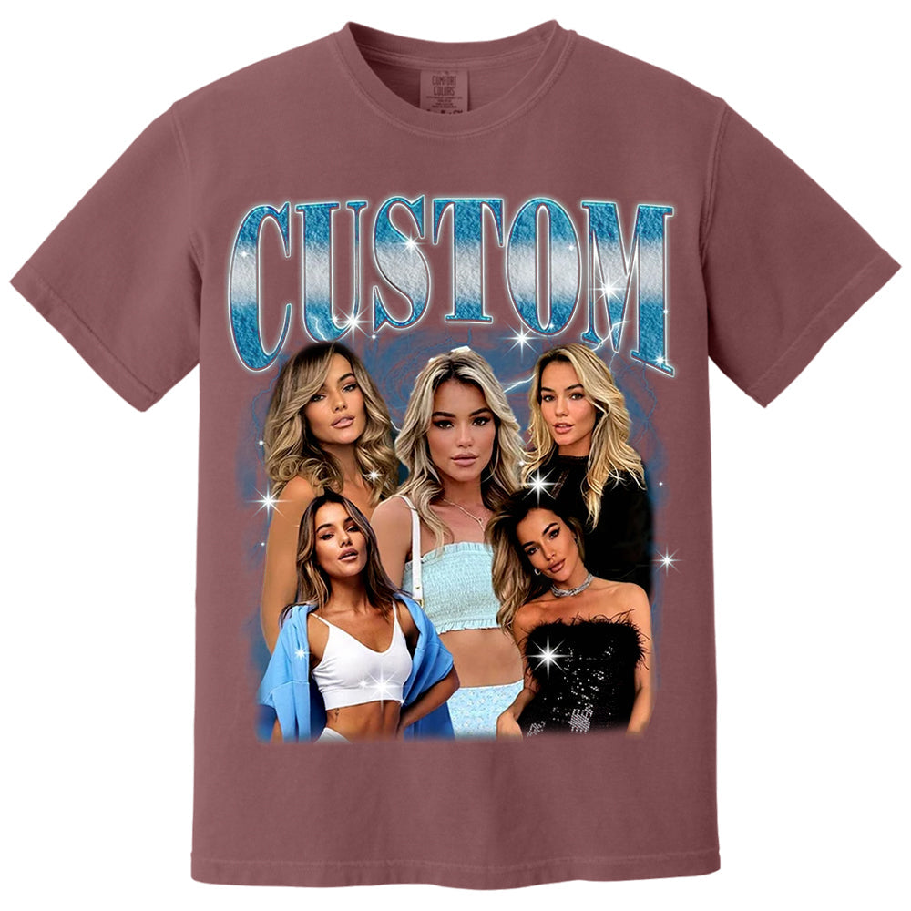 Comfort Colors Bootleg Shirts, Custom Your Own Photos, Shirt With Girlfriend Face, Custom Image Shirt,Custom Photo Vintage Graphic 90s Shirt