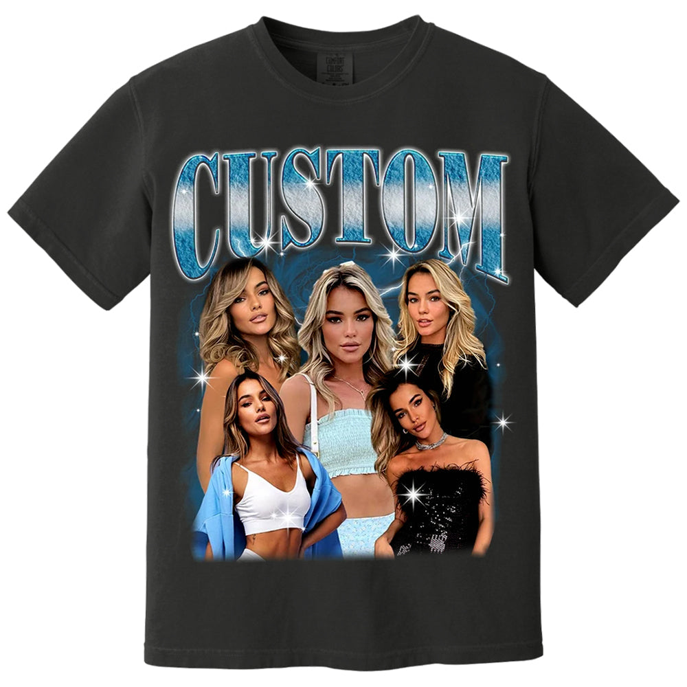 Comfort Colors Bootleg Shirts, Custom Your Own Photos, Shirt With Girlfriend Face, Custom Image Shirt,Custom Photo Vintage Graphic 90s Shirt