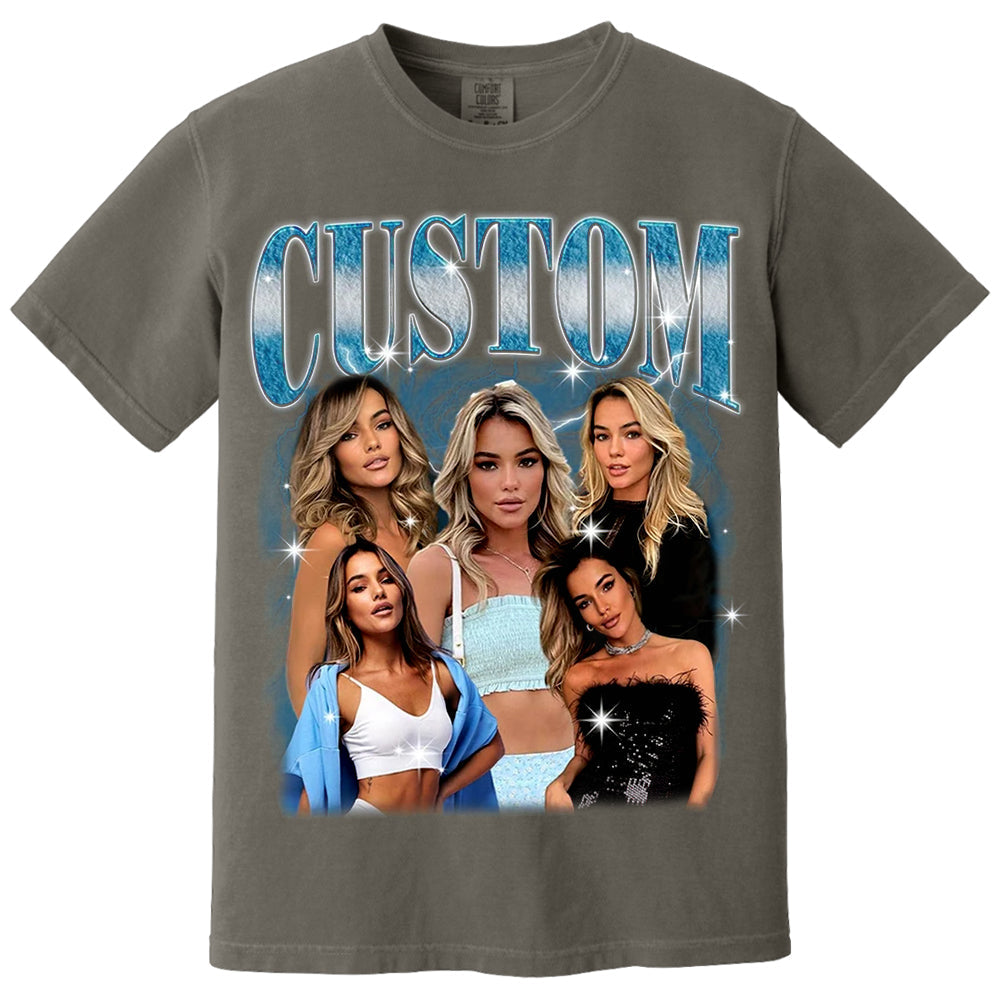 Comfort Colors Bootleg Shirts, Custom Your Own Photos, Shirt With Girlfriend Face, Custom Image Shirt,Custom Photo Vintage Graphic 90s Shirt