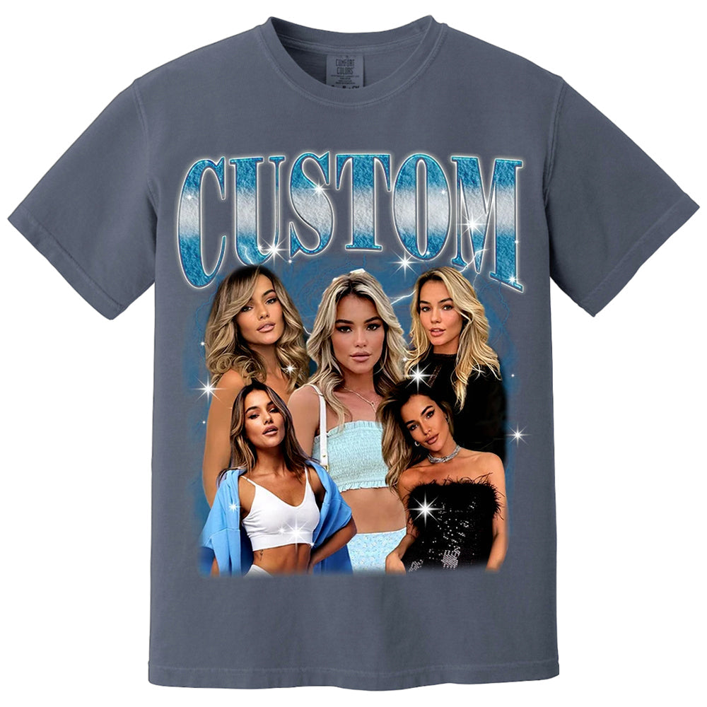 Comfort Colors Bootleg Shirts, Custom Your Own Photos, Shirt With Girlfriend Face, Custom Image Shirt,Custom Photo Vintage Graphic 90s Shirt