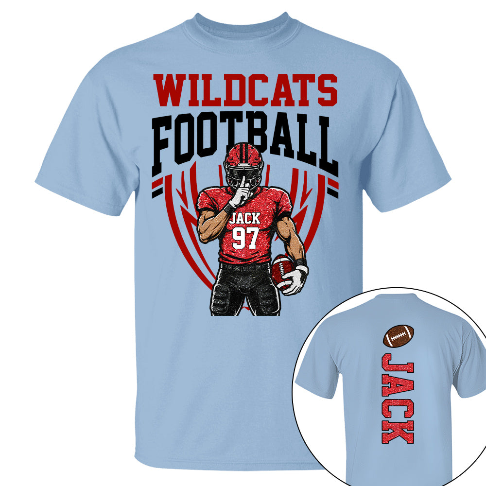 Custom Football Team Name & Number Shirt Football Mom Shirt Football Team Shirt Game Day Shirt Gift for Mom High School Football Cheer Shirt Vr2