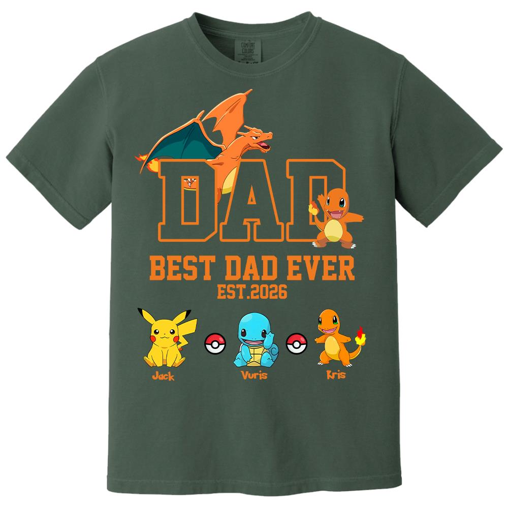 Pokedad Best Dad Ever, Personalized Pokedad Shirt With Kids Name, Father's Day Gifts For Dad, Husband, Grandpa MI209 Hv01