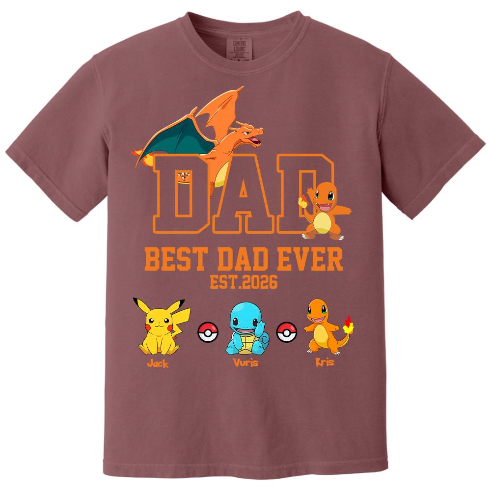Pokedad Best Dad Ever, Personalized Pokedad Shirt With Kids Name, Father's Day Gifts For Dad, Husband, Grandpa MI209 Hv01
