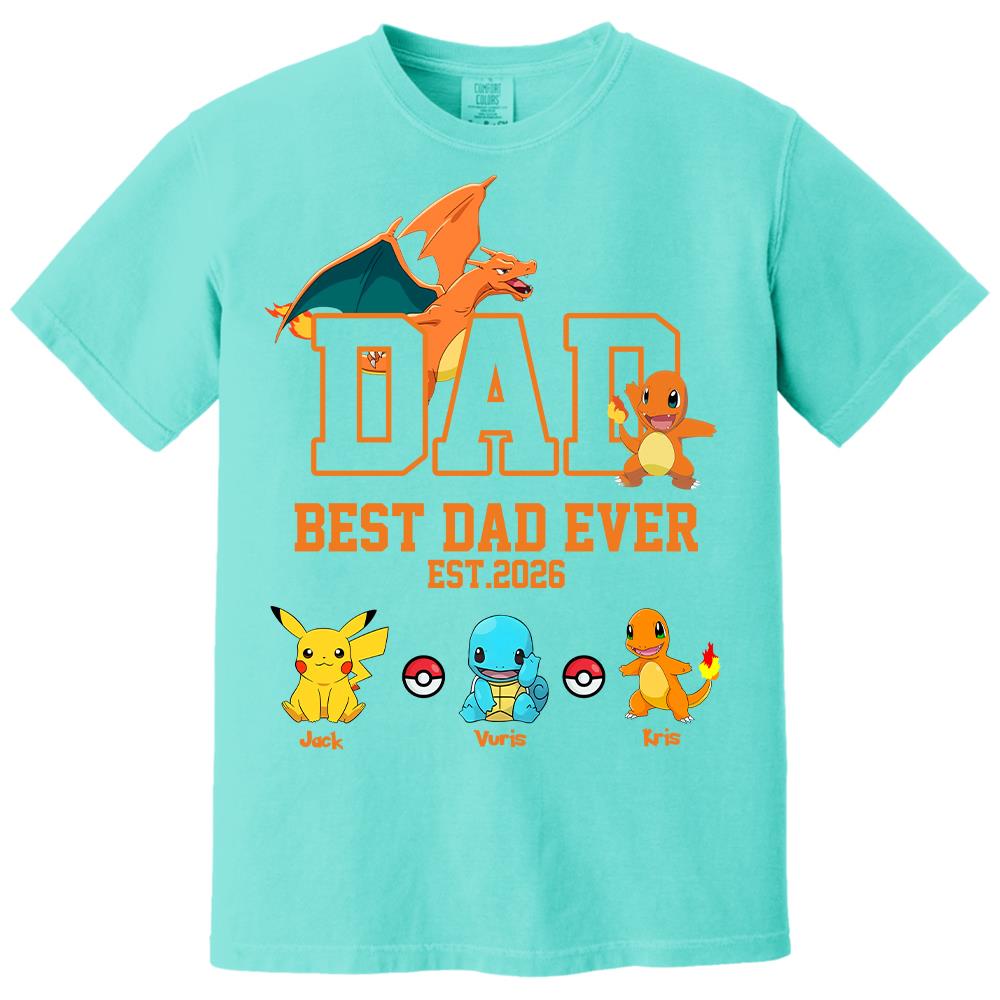 Pokedad Best Dad Ever, Personalized Pokedad Shirt With Kids Name, Father's Day Gifts For Dad, Husband, Grandpa MI209 Hv01
