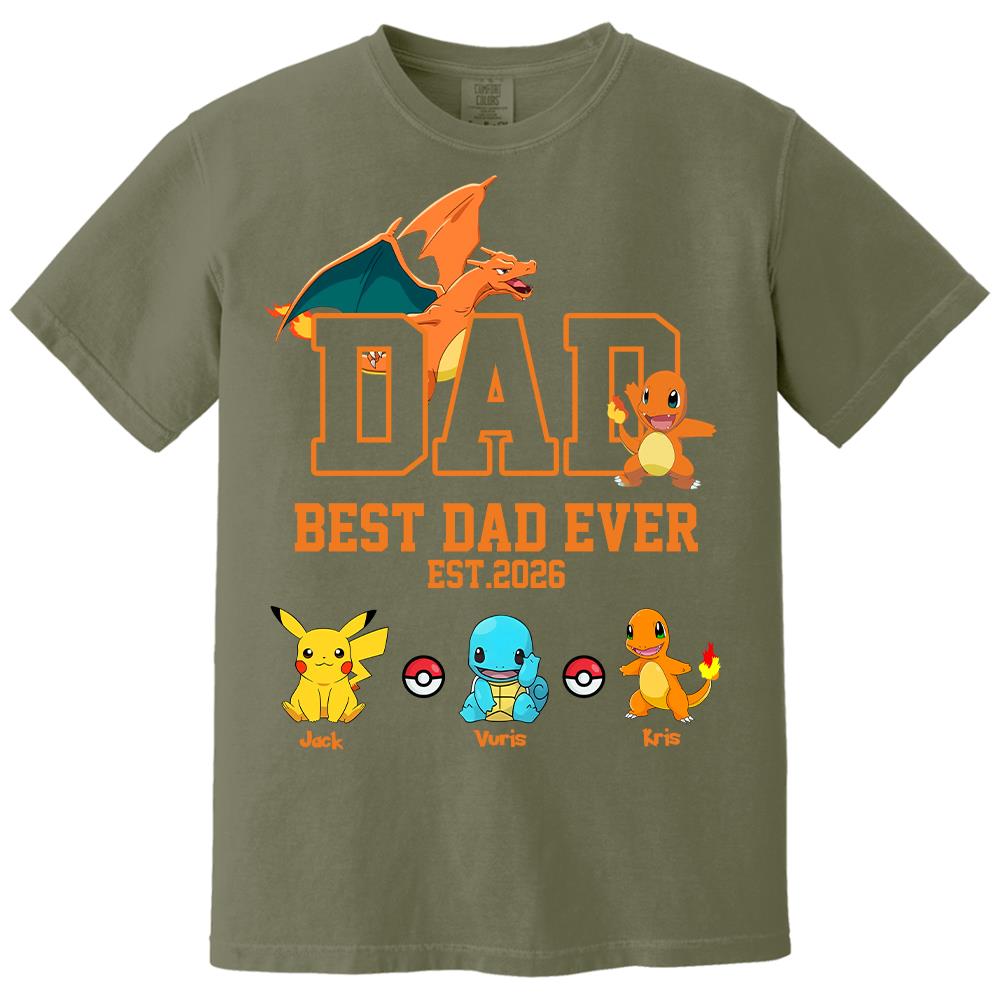 Pokedad Best Dad Ever, Personalized Pokedad Shirt With Kids Name, Father's Day Gifts For Dad, Husband, Grandpa MI209 Hv01