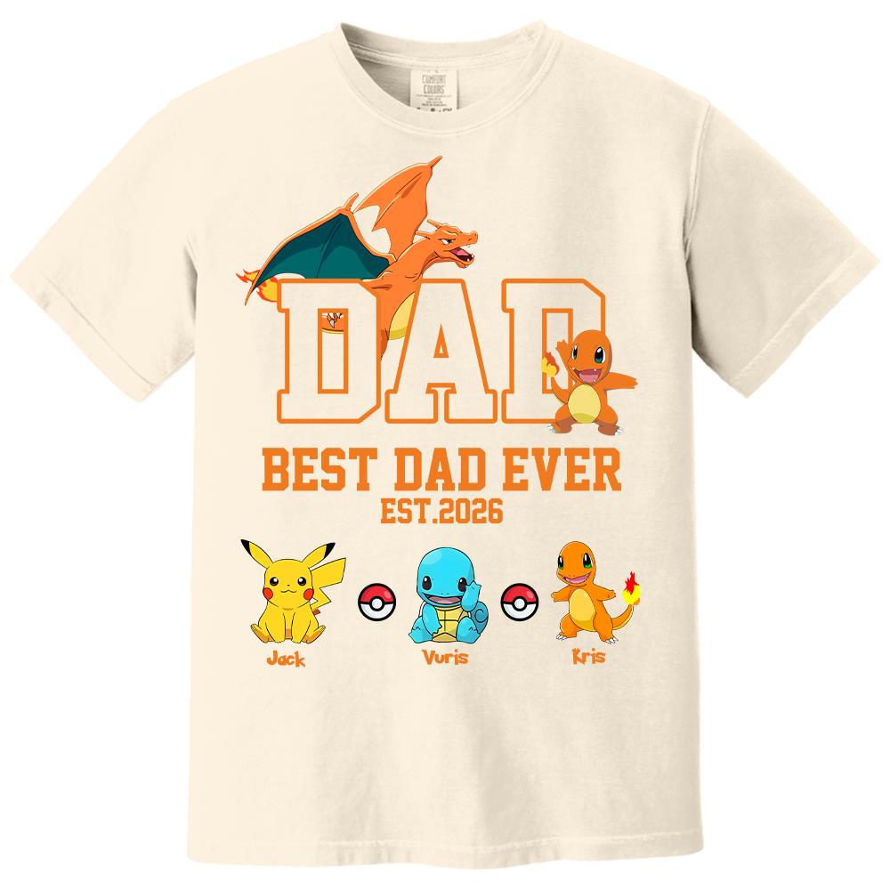 Pokedad Best Dad Ever, Personalized Pokedad Shirt With Kids Name, Father's Day Gifts For Dad, Husband, Grandpa MI209 Hv01