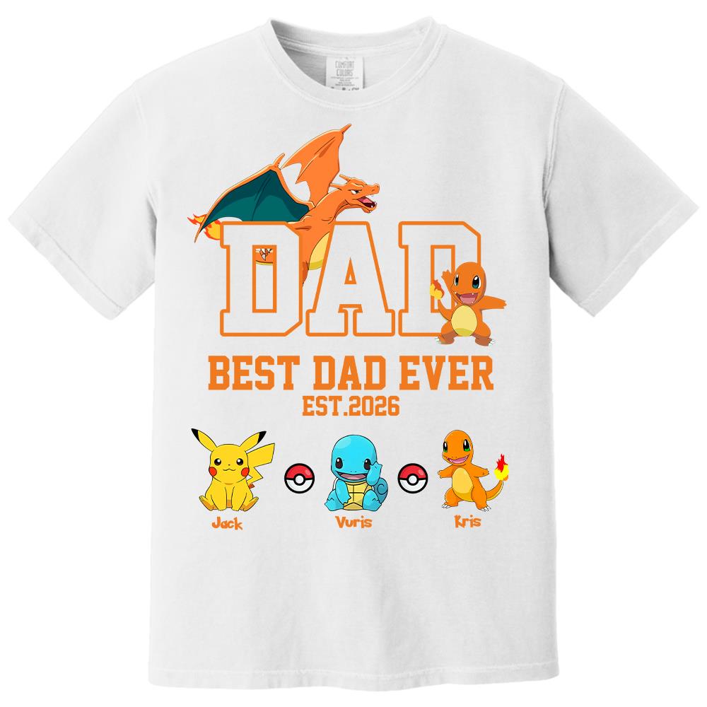 Pokedad Best Dad Ever, Personalized Pokedad Shirt With Kids Name, Father's Day Gifts For Dad, Husband, Grandpa MI209 Hv01