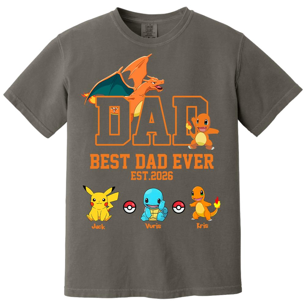 Pokedad Best Dad Ever, Personalized Pokedad Shirt With Kids Name, Father's Day Gifts For Dad, Husband, Grandpa MI209 Hv01