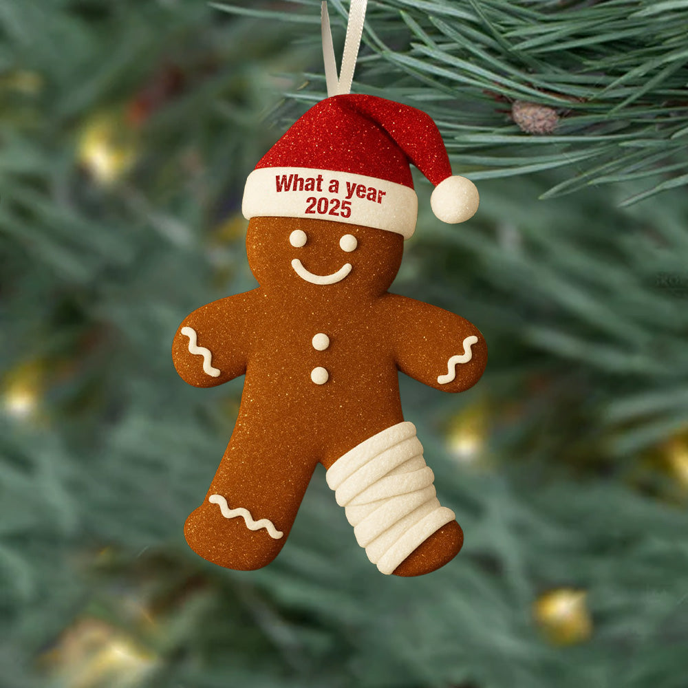 Funny Injury Christmas 2D FLAT Ornament, 2025 Gingerbread Ornament, Broken Injury Holiday Decor, Unique Xmas Tree Keepsake, Humor Gift T18
