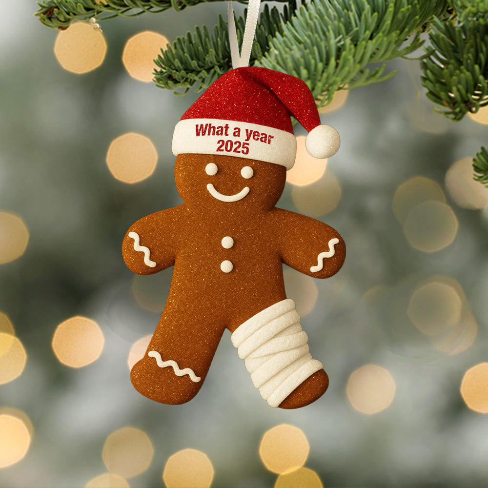 Funny Injury Christmas 2D FLAT Ornament, 2025 Gingerbread Ornament, Broken Injury Holiday Decor, Unique Xmas Tree Keepsake, Humor Gift T18