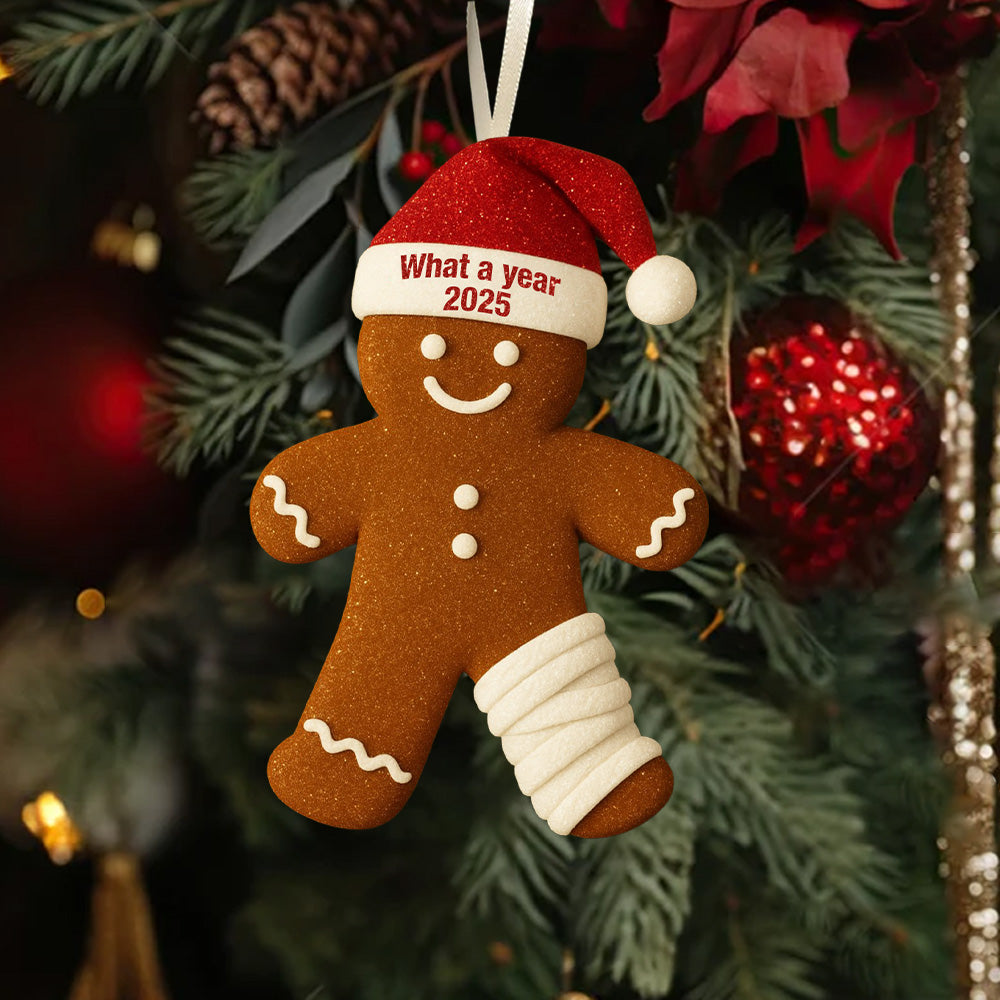 Funny Injury Christmas 2D FLAT Ornament, 2025 Gingerbread Ornament, Broken Injury Holiday Decor, Unique Xmas Tree Keepsake, Humor Gift T18