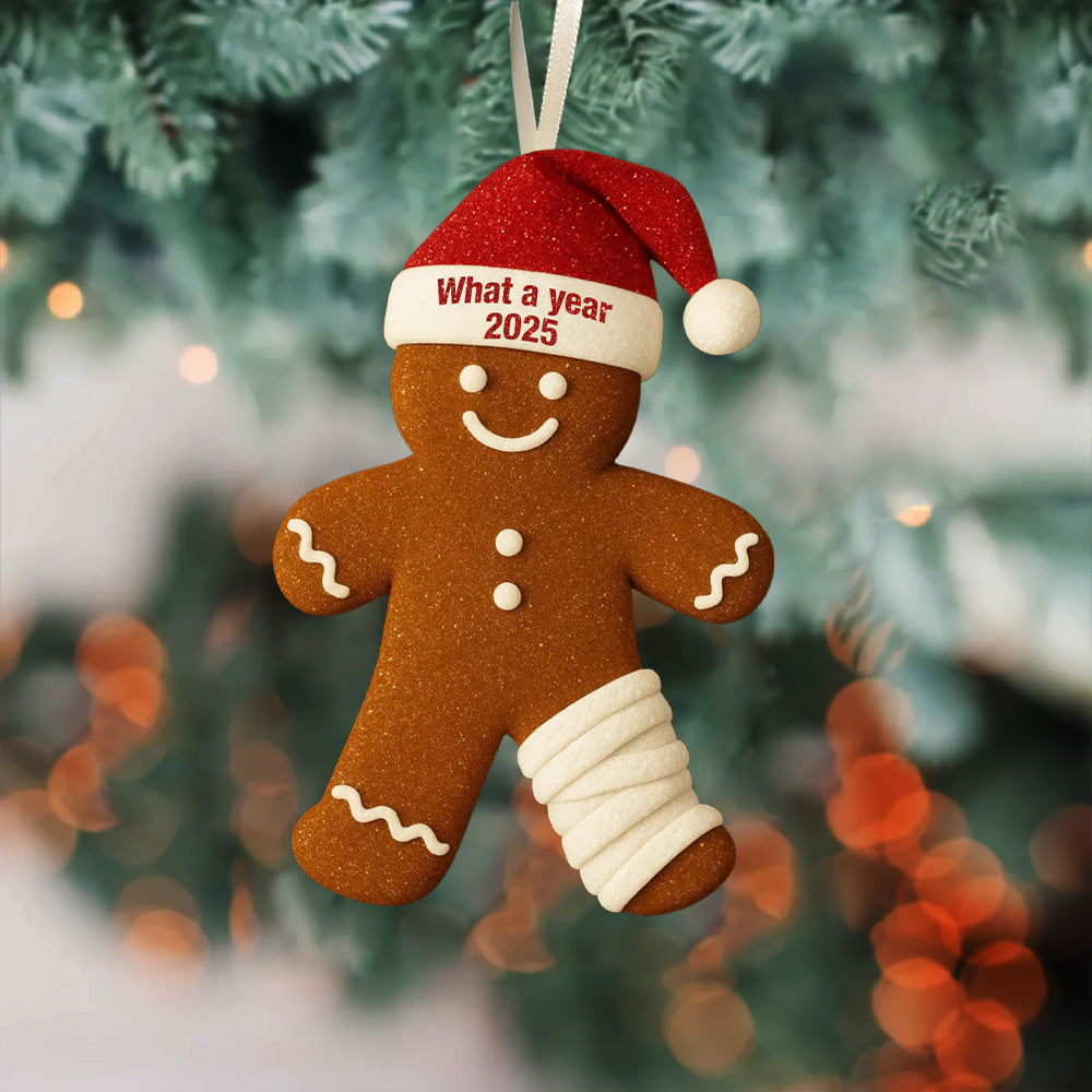 Funny Injury Christmas 2D FLAT Ornament, 2025 Gingerbread Ornament, Broken Injury Holiday Decor, Unique Xmas Tree Keepsake, Humor Gift T18