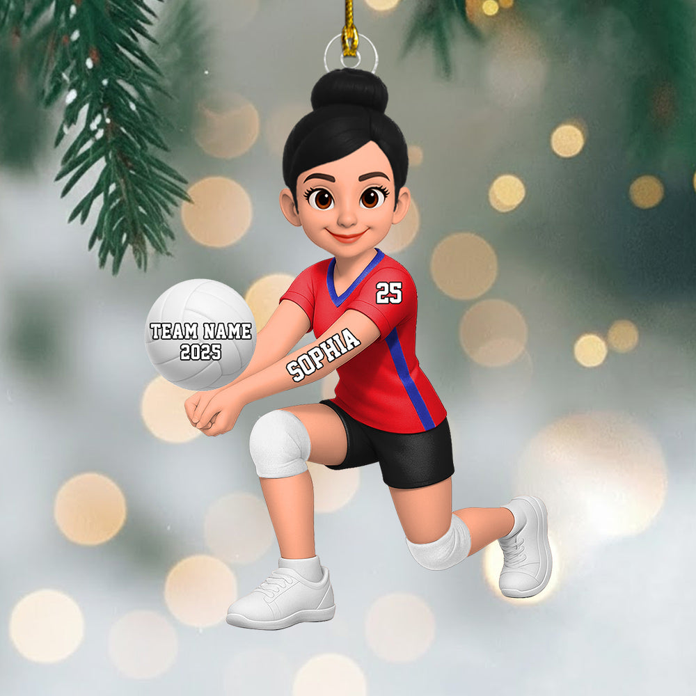 3D Effect Christmas Volleyball Player - Personalized Acrylic Ornament - Gift For Volleyball Lovers Na02 Do99