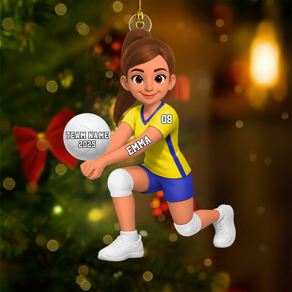 3D Effect Christmas Volleyball Player - Personalized Acrylic Ornament - Gift For Volleyball Lovers Na02 Do99