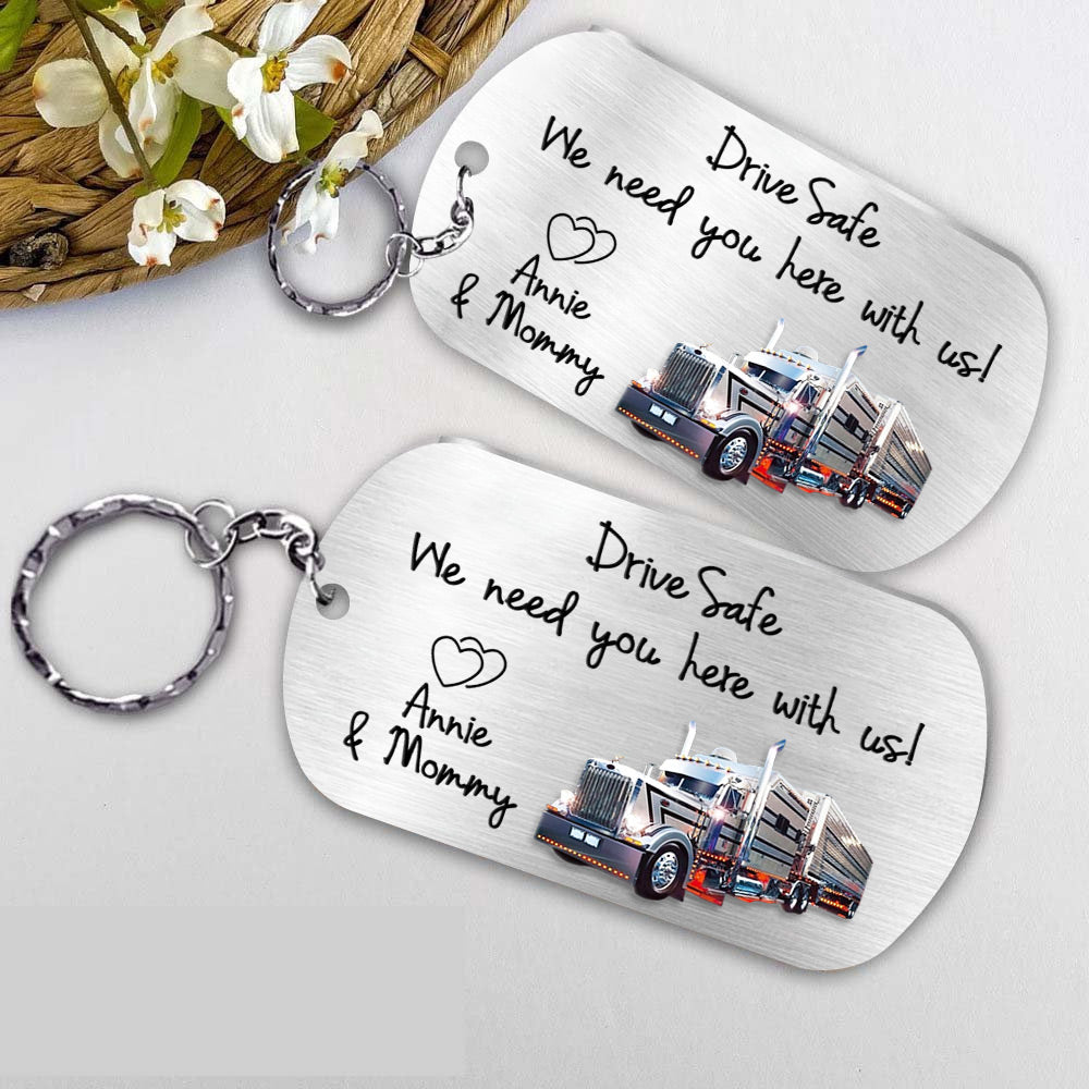 Custom Photo Drive Safe Keychain, Truck Driver Keychain, Gift for Father's Day, Valentine for Trucker A2110 Li29