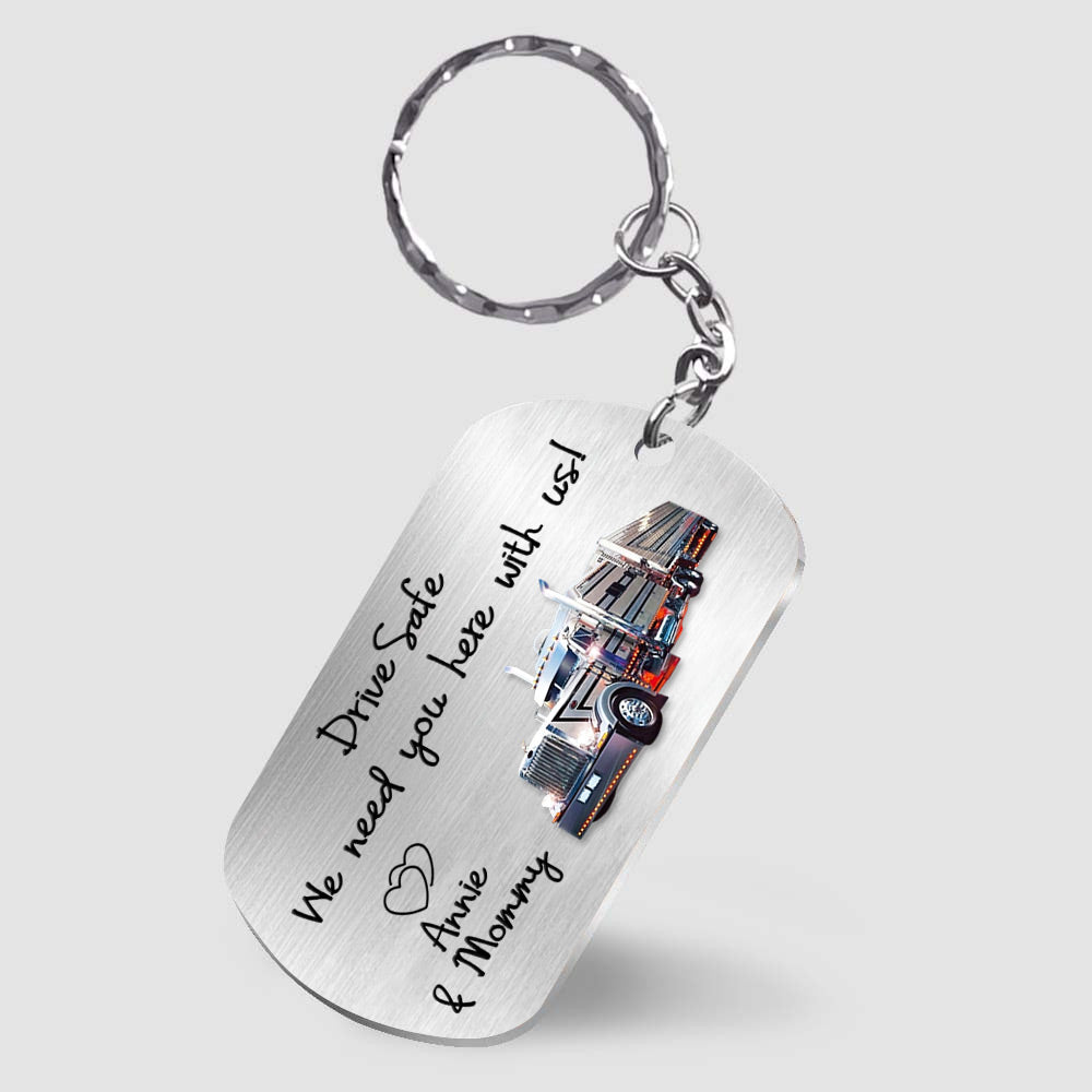 Custom Photo Drive Safe Keychain, Truck Driver Keychain, Gift for Father's Day, Valentine for Trucker A2110 Li29