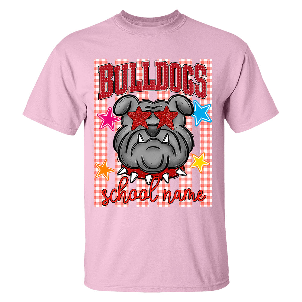 Personalized School School Spirit Mascot Striped Pattern T-Shirt For Teacher, Preppy Back To School, Gifts For Teacher Student MI209 TH23