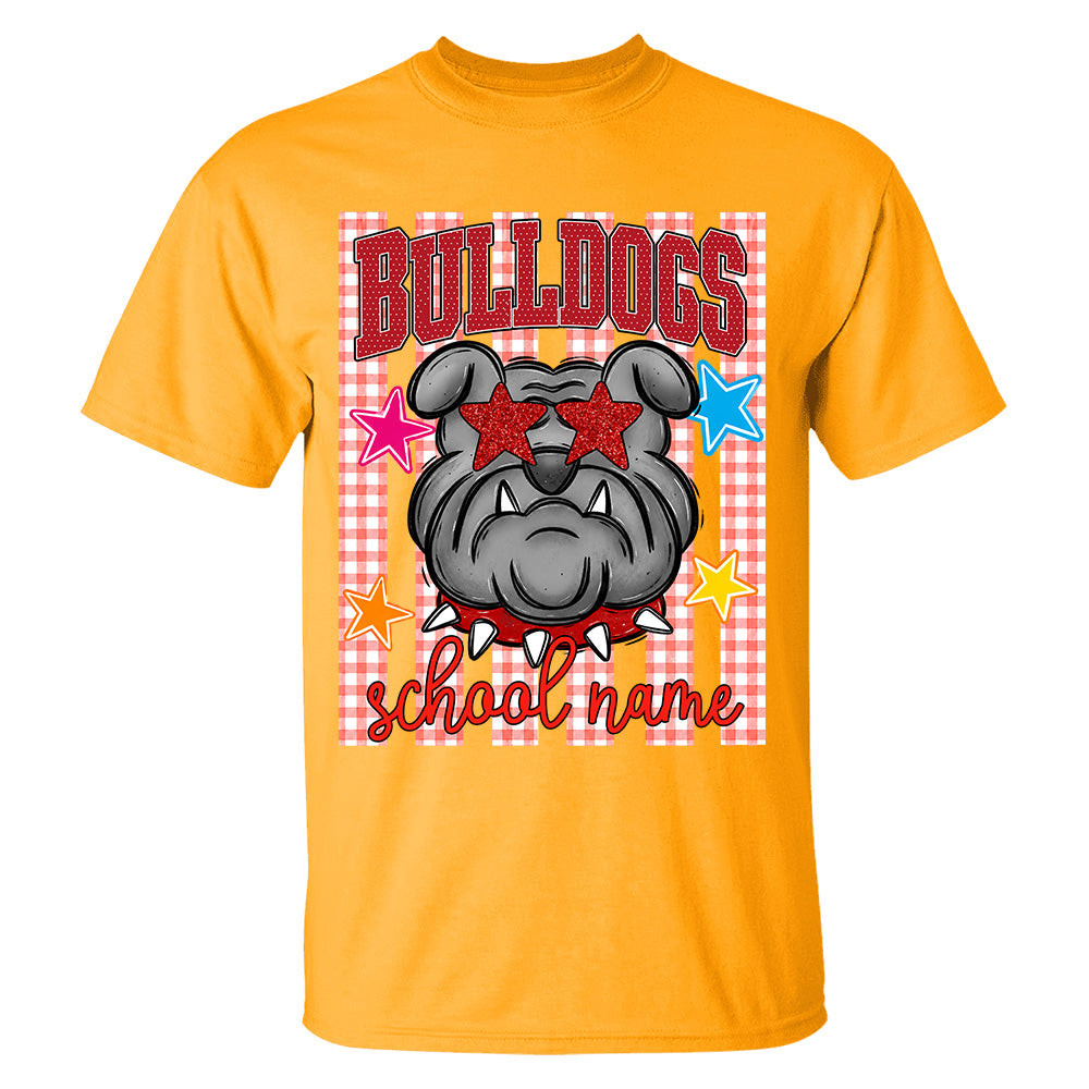 Personalized School School Spirit Mascot Striped Pattern T-Shirt For Teacher, Preppy Back To School, Gifts For Teacher Student MI209 TH23