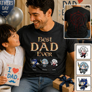 Personalized Best Dad Ever Gamer Shirt, Custom Kids Names RPG Fantasy Tee, Fathers Day Gift For Dad, Two Sided Magic Rune Papa Gift TH23