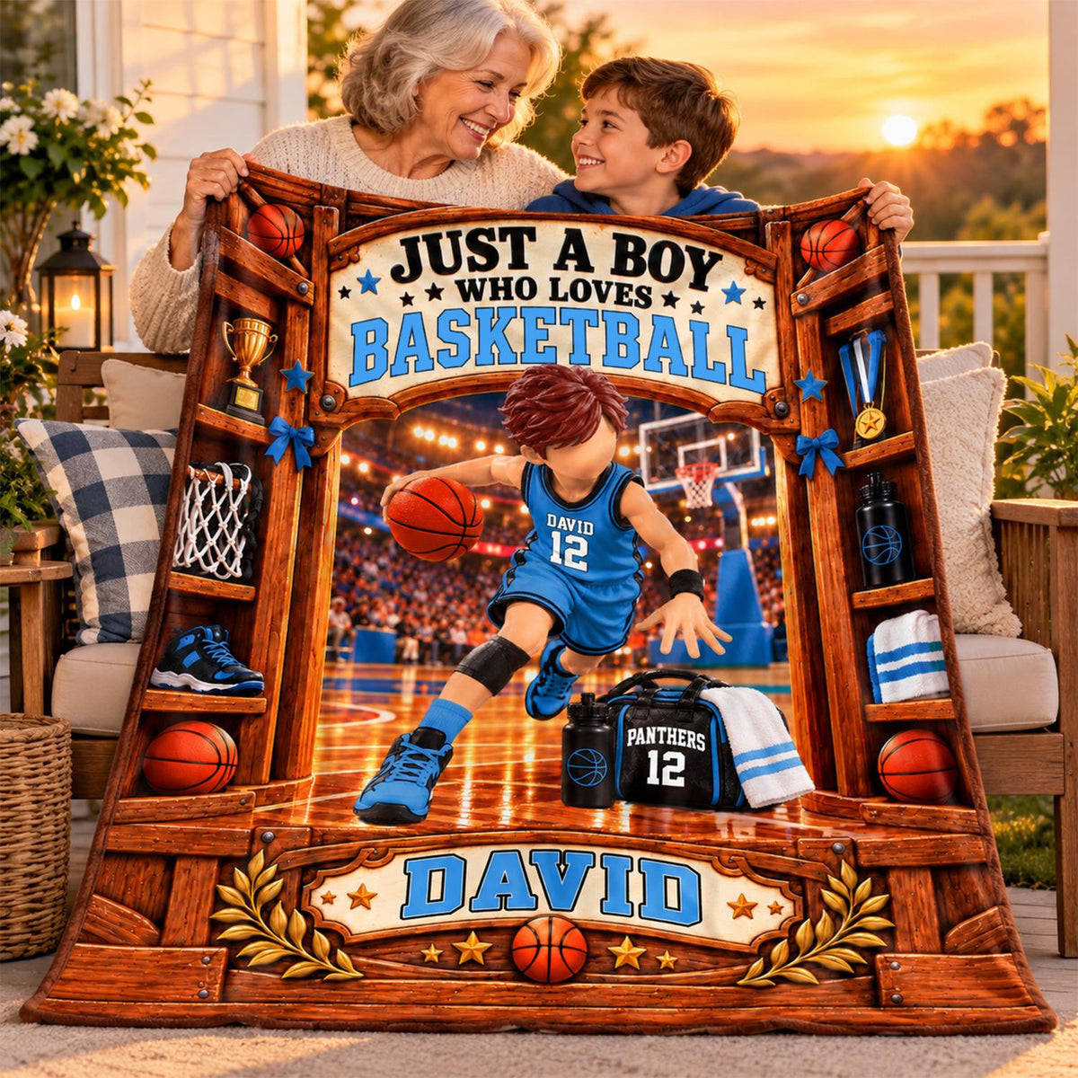Just A Boy Who Loves Basketball Blanket, Personalized Basketball Blanket, Custom Name Basketball Gift, Gift for Basketball Na02 Hv01 KL07