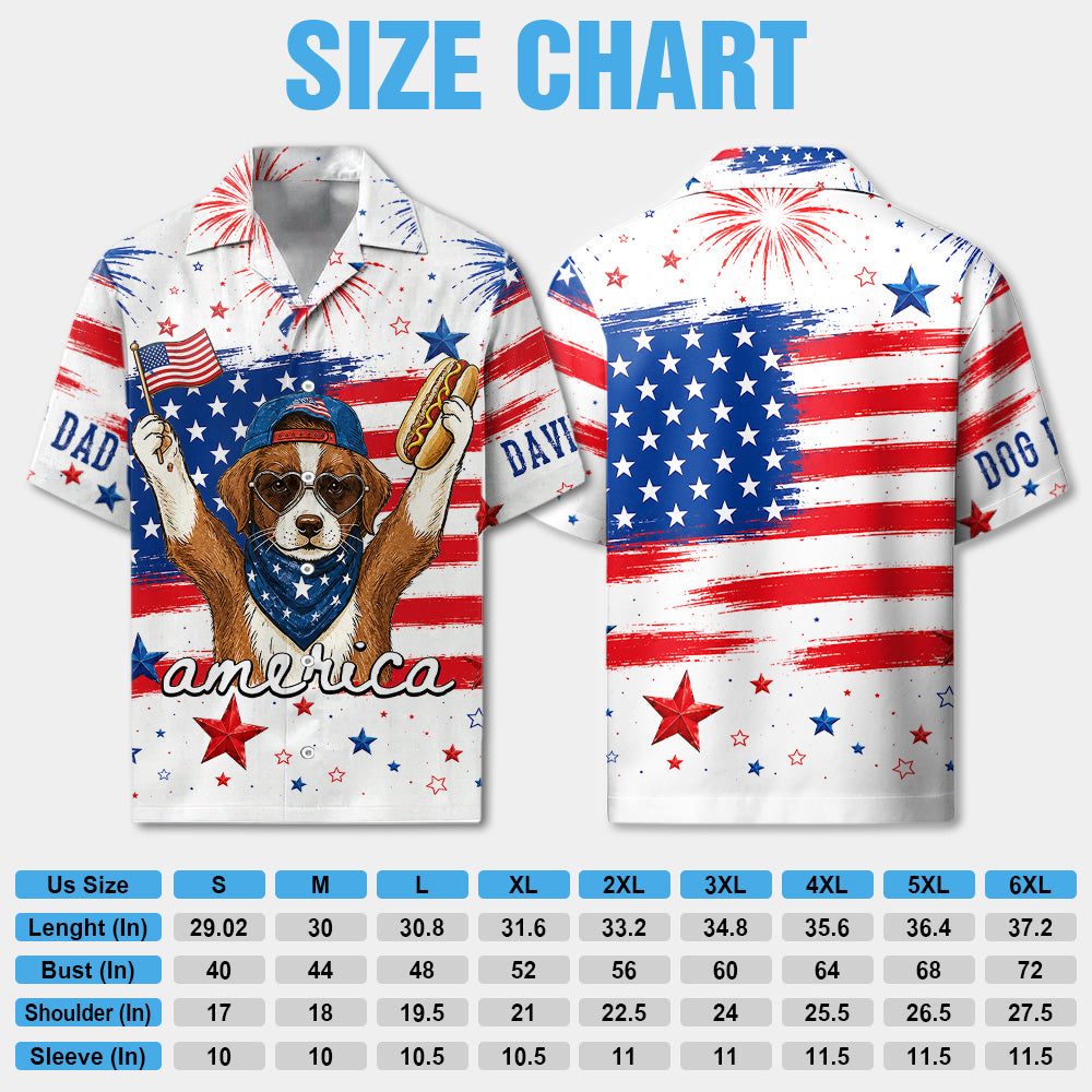 Funny Dog Hot Dog American Flag - Personalized Hawaiian Shirt - Custom Dog Cat Photo Shirt - Gift for Patriots Pet Lover T1807 Hv01