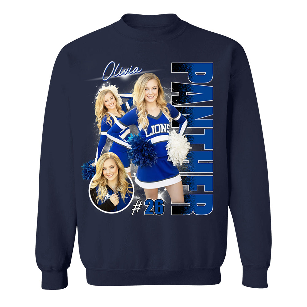 Custom Photo Cheerleading Shirt – Personalized Team Name & School Name Bootleg Style Tee Na02 Li29