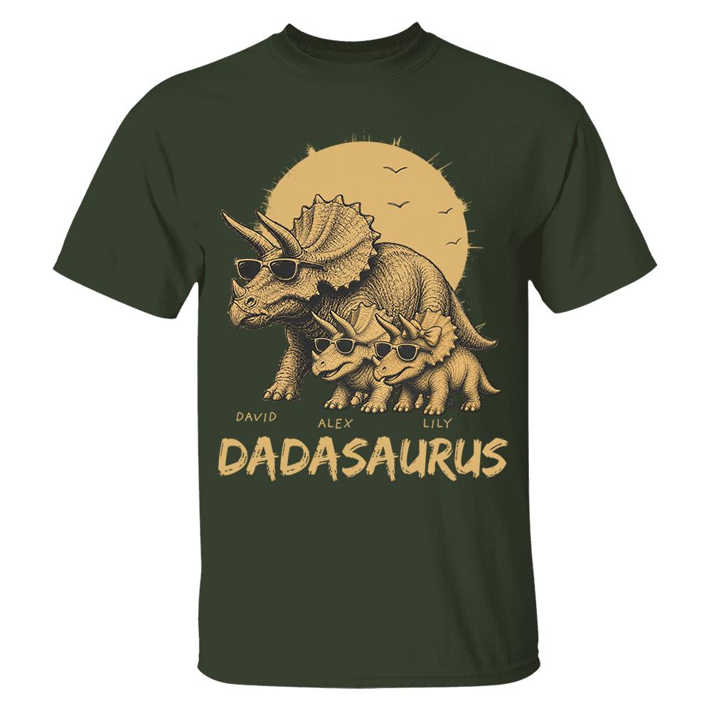 Personalized Funny Dadasaurus Animal Dad T Shirts The Best Bucking Papa Triceratops Tees for Dadasaurus Nh00