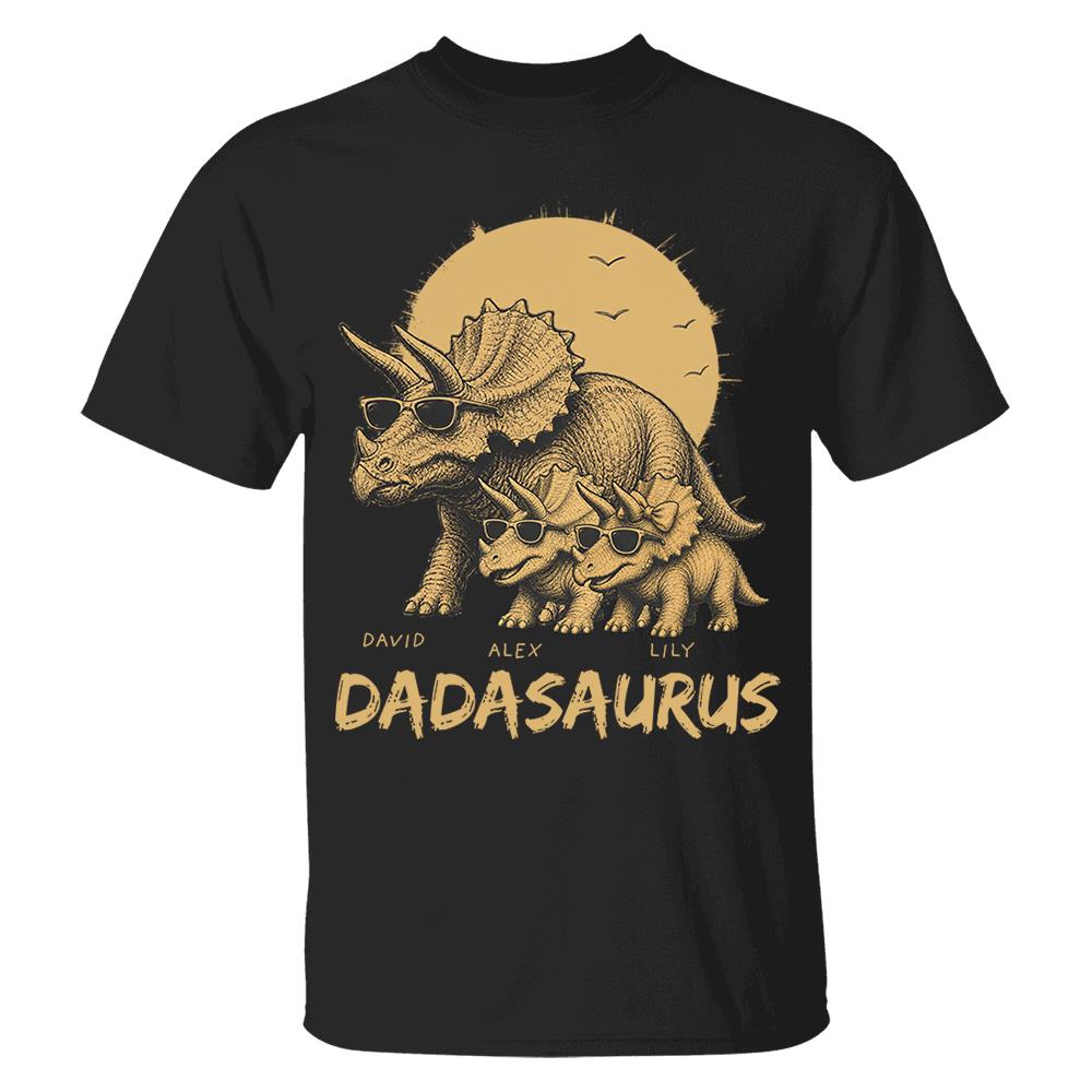 Personalized Funny Dadasaurus Animal Dad T Shirts The Best Bucking Papa Triceratops Tees for Dadasaurus Nh00