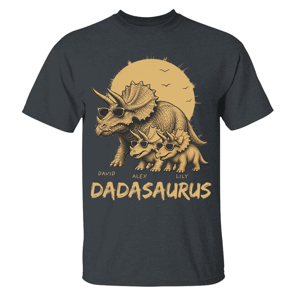 Personalized Funny Dadasaurus Animal Dad T Shirts The Best Bucking Papa Triceratops Tees for Dadasaurus Nh00