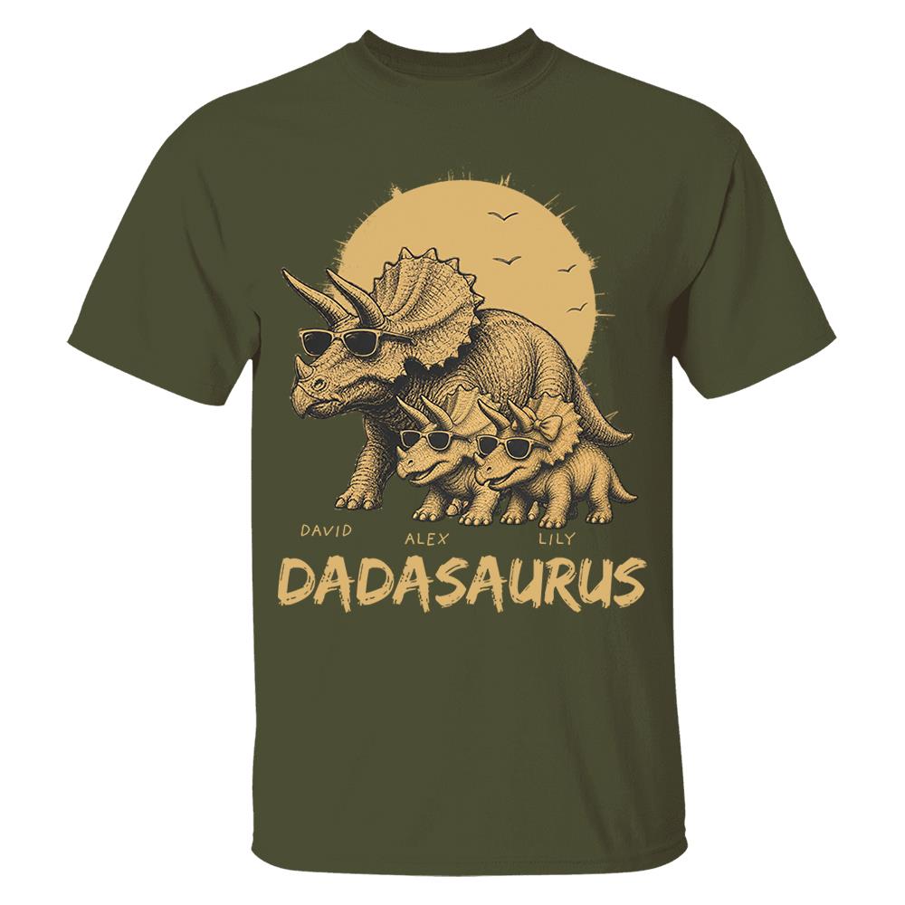 Personalized Funny Dadasaurus Animal Dad T Shirts The Best Bucking Papa Triceratops Tees for Dadasaurus Nh00