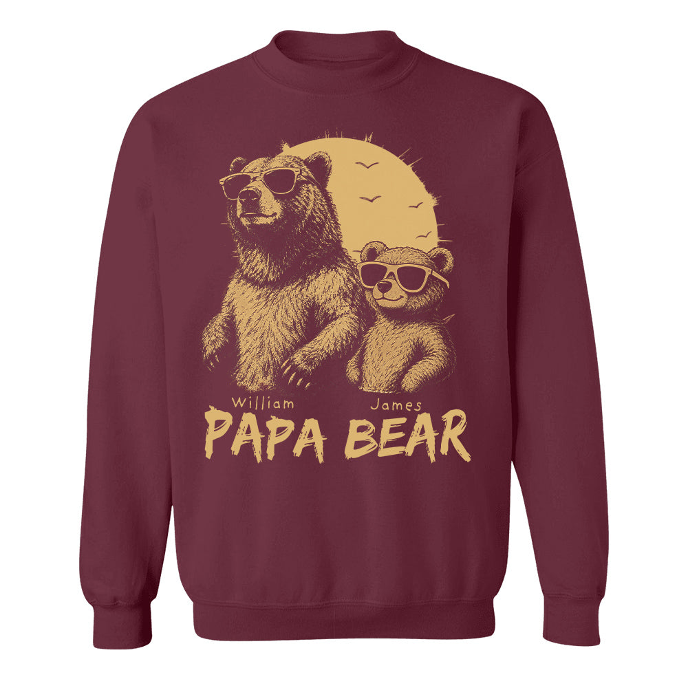 Personalized Papa Bear T-Shirt Father Day Gifts for Dad Funny Papa Tshirt Cool Daddy Bear Tee T24