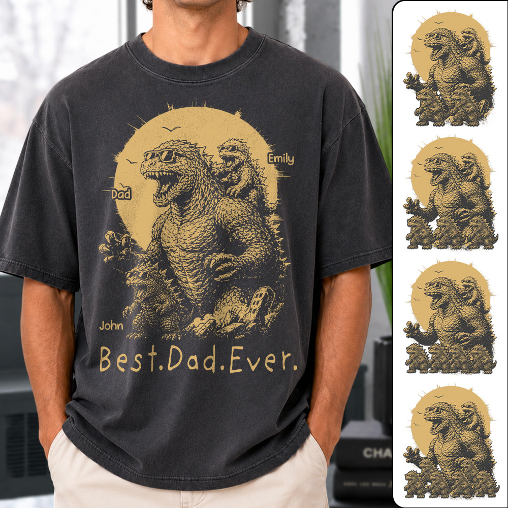 Personalized Best Dad Ever Dadzilla T-Shirt Father Day Gifts for Dad Funny Papa Tshirt Cool Daddy Dinosaur Tee Vr2