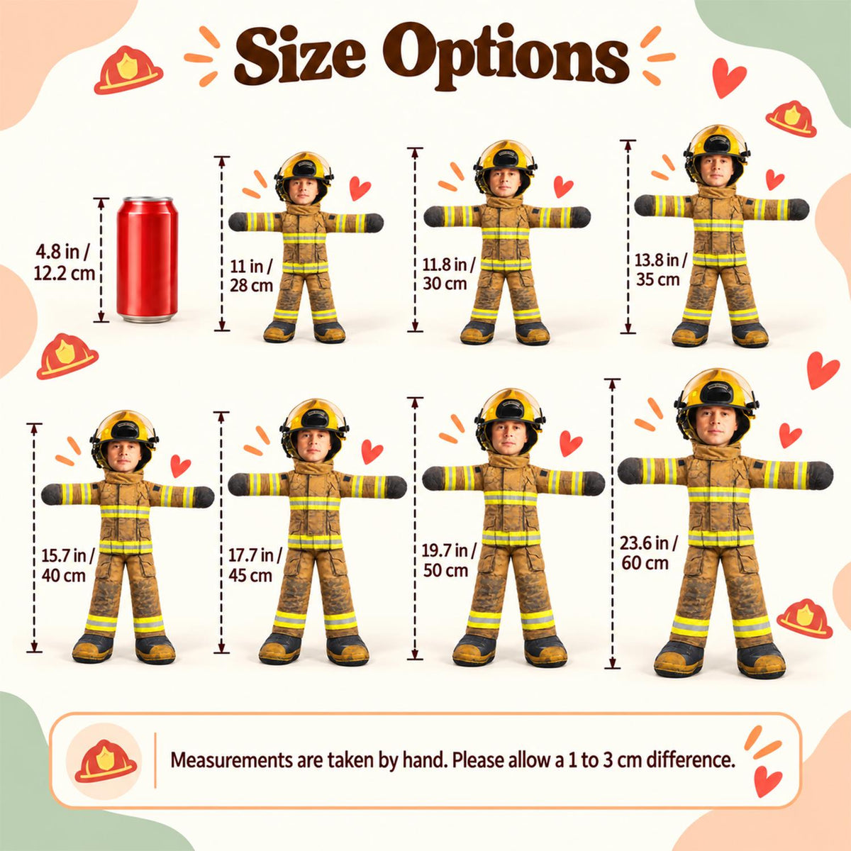 Personalized Firefighter Dad Photo Squishy Toy Poseable Plush Doll, Christmas Gift for Kids and Firefighter Family T1807 Hv01 NT01