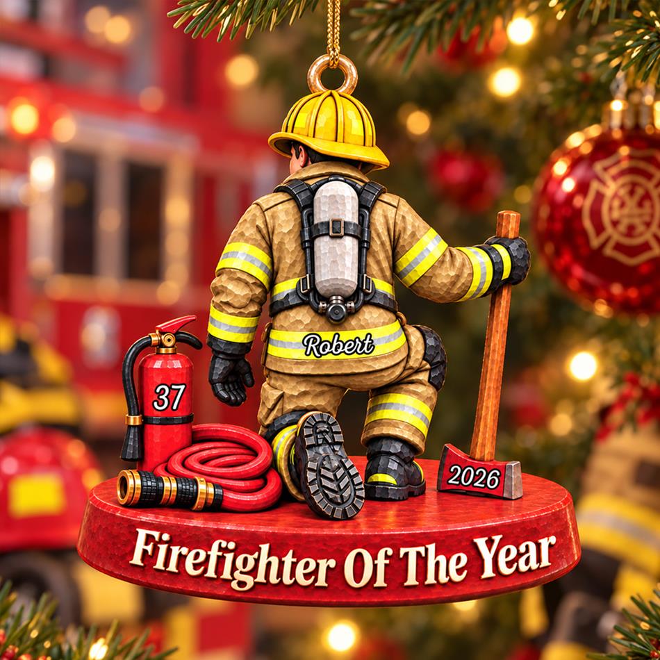 Personalized Firefighter Ornament Firefighter Of The Year Custom Name & Number Christmas Ornament Gift for Firefighter Lovers H2511 Trna
