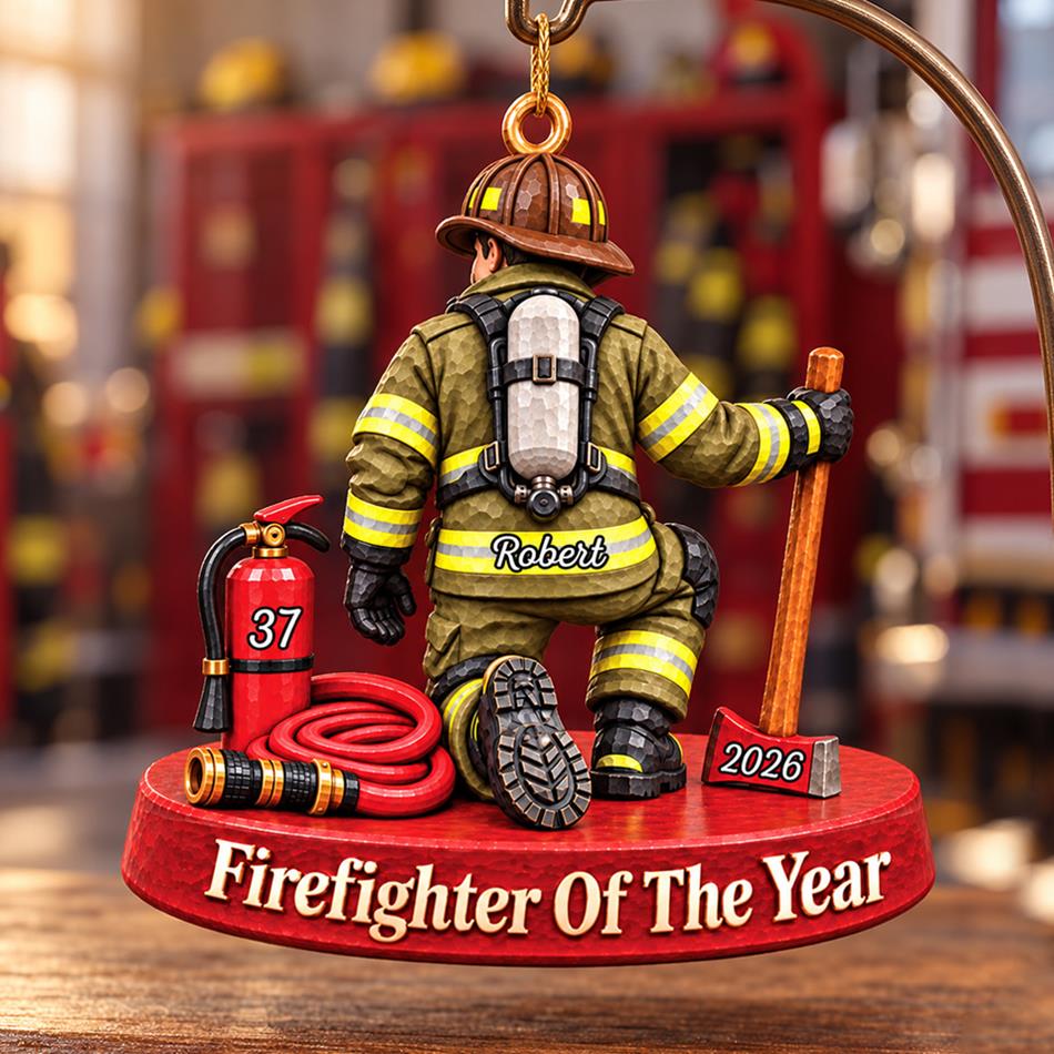 Personalized Firefighter Ornament Firefighter Of The Year Custom Name & Number Christmas Ornament Gift for Firefighter Lovers H2511 Trna