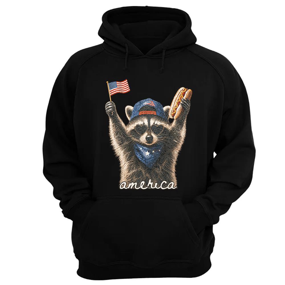 Custom Photo Pet, Feral & Free Racoon Shirt, 4th of July Shirt, USA Independence Day Shirt, Funny Raccoon Tee, Patriotic Shirt, July 4th Gift Nh00