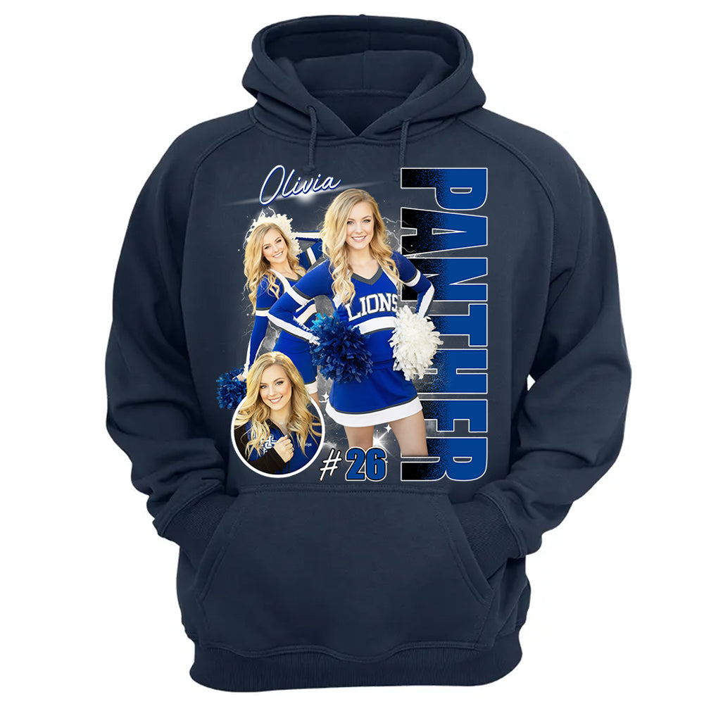 Custom Photo Cheerleading Shirt – Personalized Team Name & School Name Bootleg Style Tee Na02 Li29