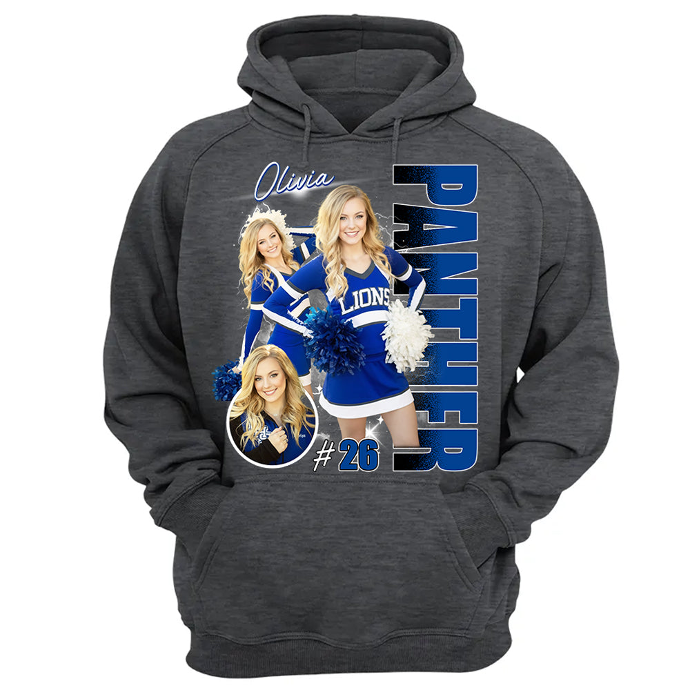 Custom Photo Cheerleading Shirt – Personalized Team Name & School Name Bootleg Style Tee Na02 Li29