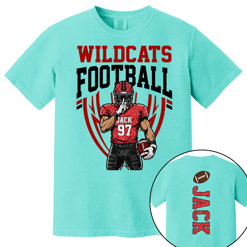 Custom Football Team Name & Number Shirt Football Mom Shirt Football Team Shirt Game Day Shirt Gift for Mom High School Football Cheer Shirt Vr2