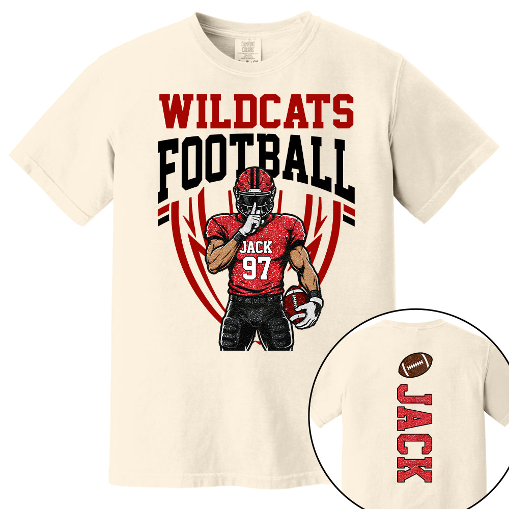 Custom Football Team Name & Number Shirt Football Mom Shirt Football Team Shirt Game Day Shirt Gift for Mom High School Football Cheer Shirt Vr2