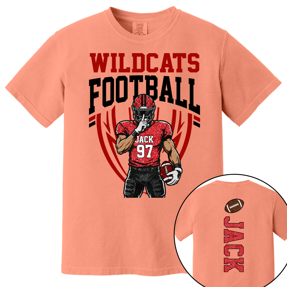 Custom Football Team Name & Number Shirt Football Mom Shirt Football Team Shirt Game Day Shirt Gift for Mom High School Football Cheer Shirt Vr2
