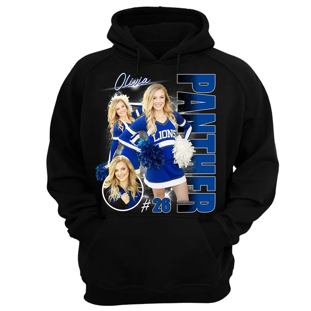 Custom Photo Cheerleading Shirt – Personalized Team Name & School Name Bootleg Style Tee Na02 Li29